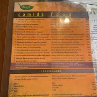Food menu (some price increases noted in next pic)  at Namas Te in La Paz
