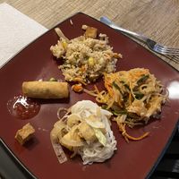 Crispy Eggrolls, “Pat Tai” Bowl, Pineapple Fried Rice,  Coconut Angel Noodles Bowl at freshroll in Mashpee