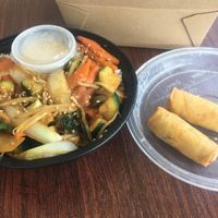 Stir fry with egg rolls at freshroll in Mashpee