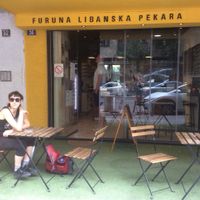 The view from the pavement  at Furuna Libanska Pekara in Belgrade