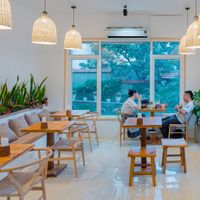 Decor in side quite nice with real plant, natural wood and fiber at iVegan Supershop Westlake Hanoi - Healthy Plant Based Cafe in Hanoi