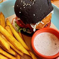 Vegan katsu burger at iVegan Supershop Westlake Hanoi - Healthy Plant Based Cafe in Hanoi