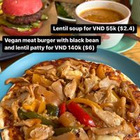 Aloha pizza (140k)
Vegan Meat Burger (140k) at iVegan Supershop Westlake Hanoi - Healthy Plant Based Cafe in Hanoi