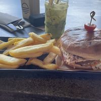Vegan burger with a “nohito” mocktail   at Sunshine Beach SLSC in Sunshine Beach