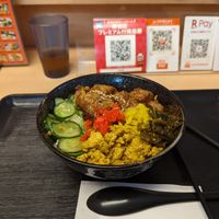 Sweet and Sour Veggie Rice Bowl with soy meat at Yume-an ゆめ庵 in Tokyo
