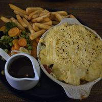 Pie with soy cream and fries at PIE in Lagos