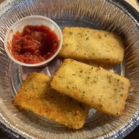 Fried Mozzarella and marinara sauce  at Pizza Verde in Fort Worth
