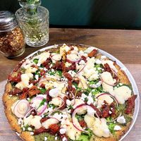 Sun dried pizza on GF thin crust   at Pizza Verde in Fort Worth