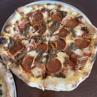 Meat lovers pizza never disappoints  at Pizza Verde in Fort Worth