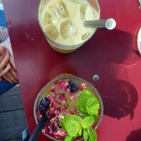 matcha chai latte and sencha mint at Cudo Vegan Sushi in Poznan