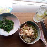 Lunch menu Wednesday plus Sushi (next pic) at Cudo Vegan Sushi in Poznan