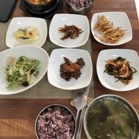 Today’s soup+soft tofu stew set at Soban Vegan 소반 비건식당 in Busan