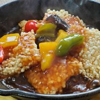 Scorched rice in sweet and sour sauce at Soban Vegan 소반 비건식당 in Busan