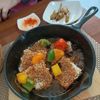 Nurungji tangsu - scorched rice with veges in sweet & sour sauce at Soban Vegan 소반 비건식당 in Busan