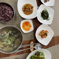 Soup of the day with sides  at Soban Vegan 소반 비건식당 in Busan