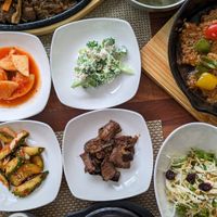 Vegan Nurungji Tangsu, Bean Bulgogi, Bamboo Shoot Perilla Soup at Soban Vegan 소반 비건식당 in Busan