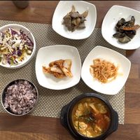 My kimchi soft tofu jigae  at Soban Vegan 소반 비건식당 in Busan