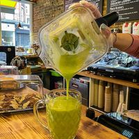 Vegan friendly green avocado smoothie at The Teapot in South East London