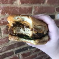 Fried chick’n sandwich made with Little Fig Seitan at My Mama's Vegan in Baltimore