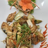 Rice noodle dish at Vevi in Vienna