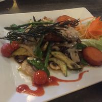 Lac Hong or stir fried salmon dish, very tasty! at Vevi in Vienna