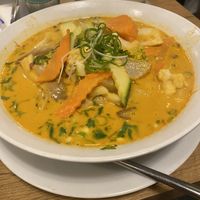 Curry Udon noodle soup with seitan… amazing  at Vevi in Vienna
