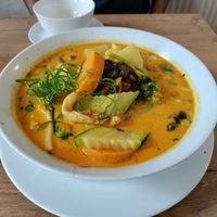 Excellent curry noodle soup at Vevi in Vienna