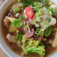 Sweet and sour soup with bun rice noodles at Vevi in Vienna