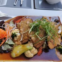 Vegan salmon filet at Vevi in Vienna