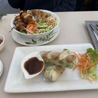 Tofu and soy summer rolls and bún trộn  at Vevi in Vienna