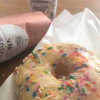 I had a donut, sandwich and coffee. It was nothing out of the ordinary. They have 1 vegan option of sandwich every month, same for the donut.  at Farrow Garneau in Edmonton