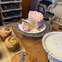 Offering Wed 2 April 2025. The pie looks pretty, but wasn’t that great: a bit dry and bland. at Loaf Sourdough Bakery in Utrecht