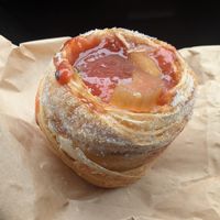 Rhubarb cruffin at Loaf Sourdough Bakery in Utrecht