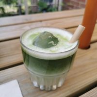 Very good iced matcha latte at Loaf Sourdough Bakery in Utrecht