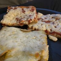 Margarita pizza and potato and cheese pizza (vegetarian) at Prima la Materia in Rome