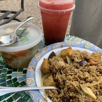 Watermelon drink, tofu soup, pineapple fried rice  at Ocha Thai Kitchen and Cafe in Centreville