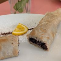 Poppy seed sour cherry crepe at Funki Punki in Bratislava