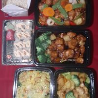 Spicy California, sweet and sour chick, orange beef w pineapple, curry fried rice, curry supreme at The Vegetable Garden in Silver Spring