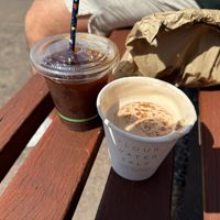 Iced long black  at Flour Water Salt in Kiama