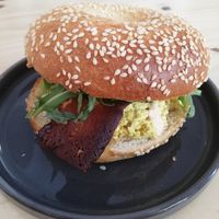 Seasonal bagel at NEØ Coffee House in Barcelona