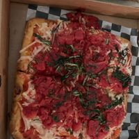 Grandma pizza w vegan cheese at Crust & Craft in Rehoboth Beach