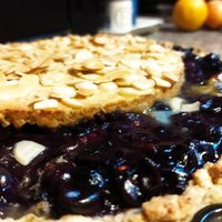 Raisins and almond pie at La Rosina Ecovillage in Las Huertas De Cansa