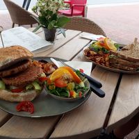 Vegan burger and vegan club sandwhich at Joost in Odoorn