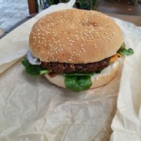 Burger at Shroom Cafe in Denmark