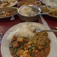 Baingan Bharta, mago veggie subzie, and tofu matter  at Namaste in Baltimore