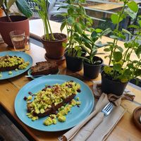 Tofu scramble and banana bread = great breakfast combo at VeZa in Belgrade