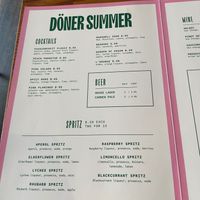 Drinks menu at Döner Summer in Leeds