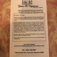 Menu  at Yuan Fu in Rockville