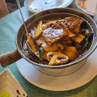 veggie "duck" with basil and ginger in hot pot (made from tofu skin) AMAZING at Yuan Fu in Rockville
