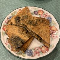 Sesame spinach pancakes  at Yuan Fu in Rockville